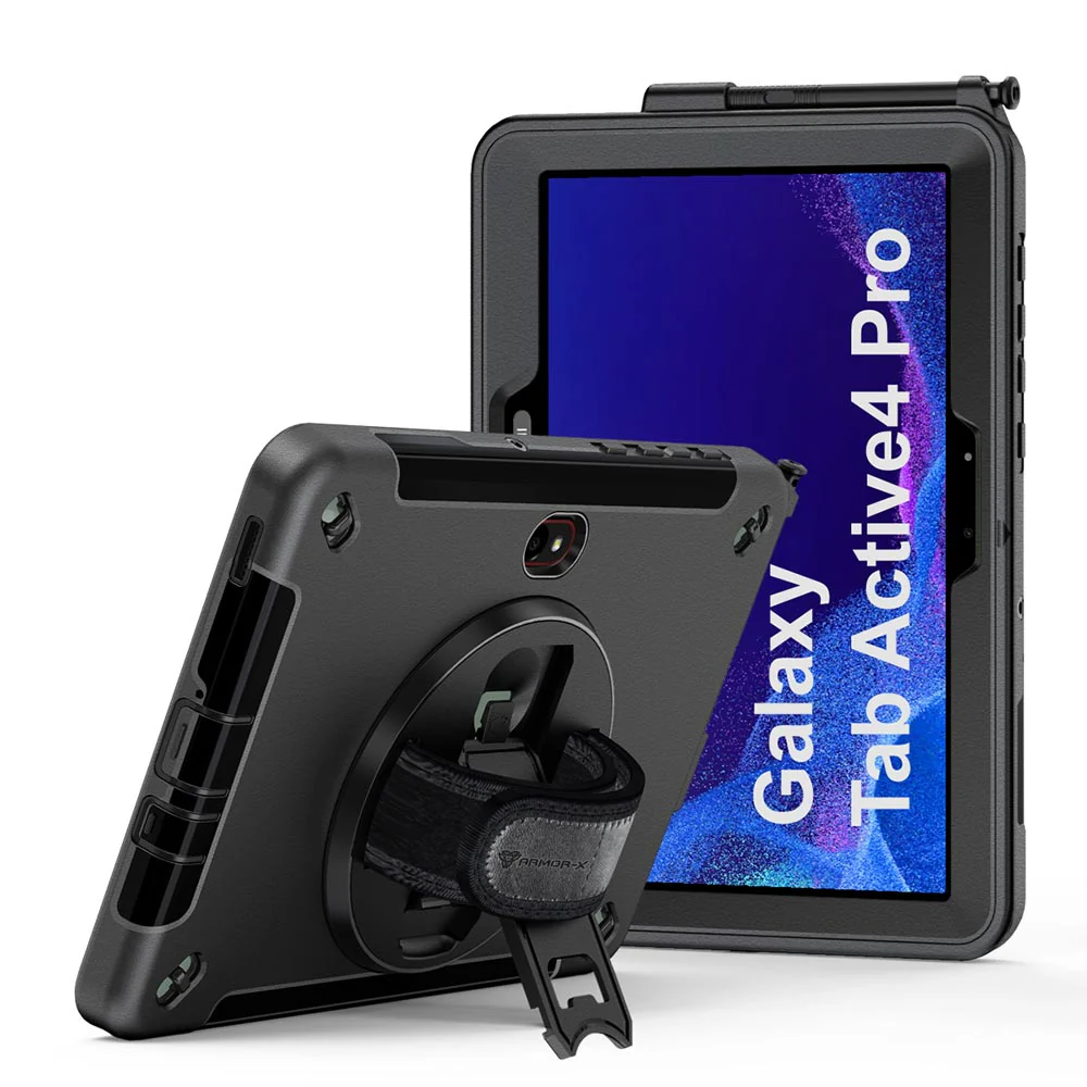 RIN-SS-X350 | Samsung Galaxy Tab Active5 Pro (10.1-inch) SM-X350 SM-X356 SM-X358 / Active4 Pro / Active Pro | Rainproof military grade rugged case with hand strap and kick-stand - Image 2
