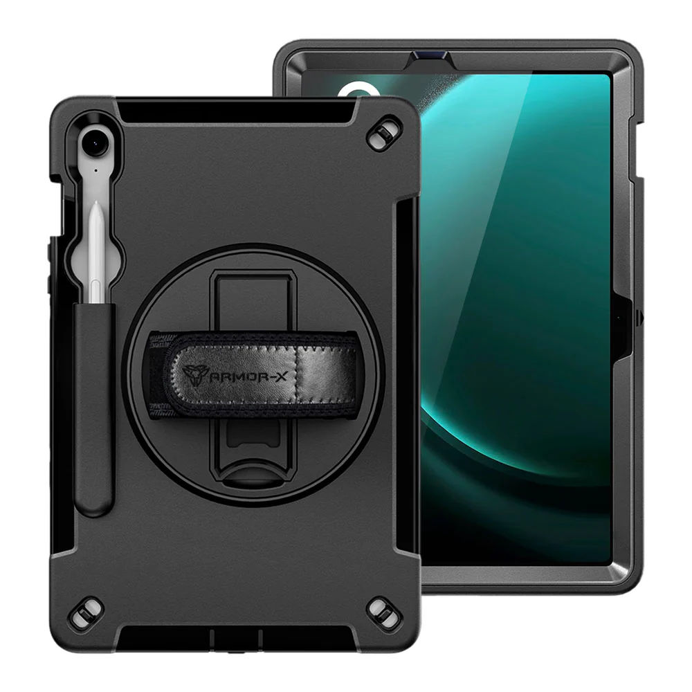 RIN-SS-X510 | Samsung Galaxy Tab S10 FE SM-X520 X526 X528 / S10 Lite SM-X400 X406 | Rainproof military grade rugged case with hand strap and kick-stand - Image 11