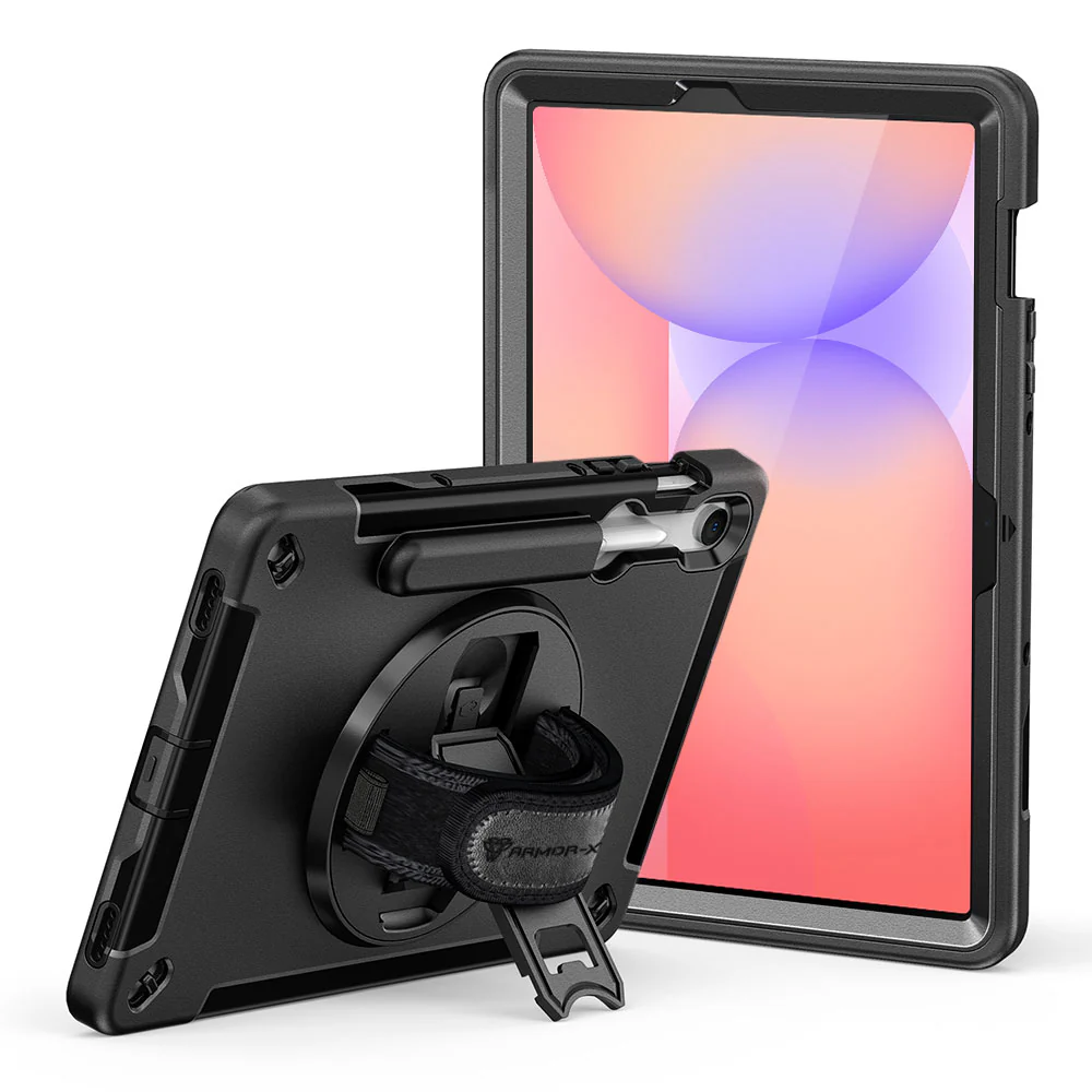 RIN-SS-X510 | Samsung Galaxy Tab S10 FE SM-X520 X526 X528 / S10 Lite SM-X400 X406 | Rainproof military grade rugged case with hand strap and kick-stand - Image 2