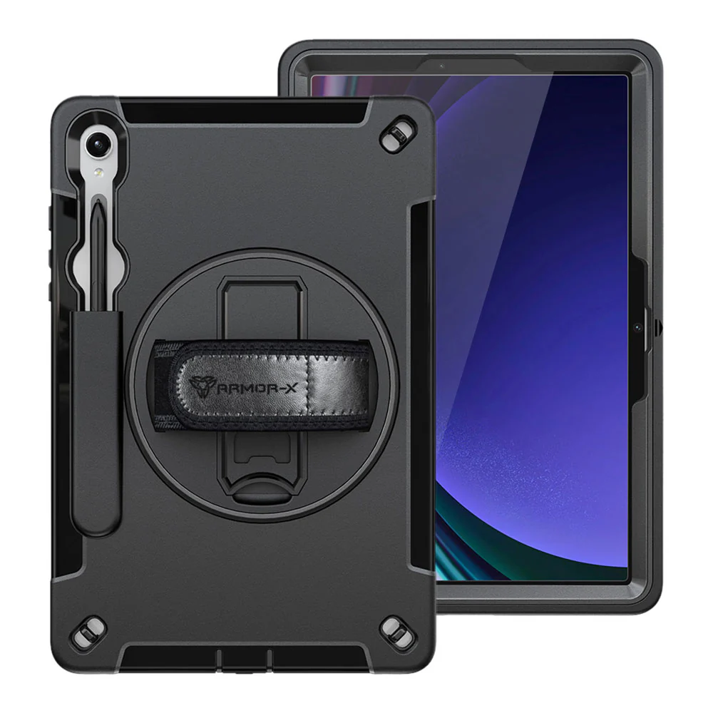RIN-SS-X710 | Samsung Galaxy Tab S9 SM-X710 / X716 / X718 | Rainproof military grade rugged case with hand strap and kick-stand - Image 10