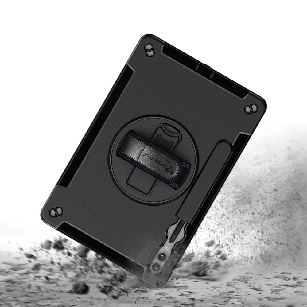 RIN-SS-X810 | Samsung Galaxy Tab S9+ S9 Plus SM-X810 / X816 / X818 | Rainproof military grade rugged case with hand strap and kick-stand - Image 8