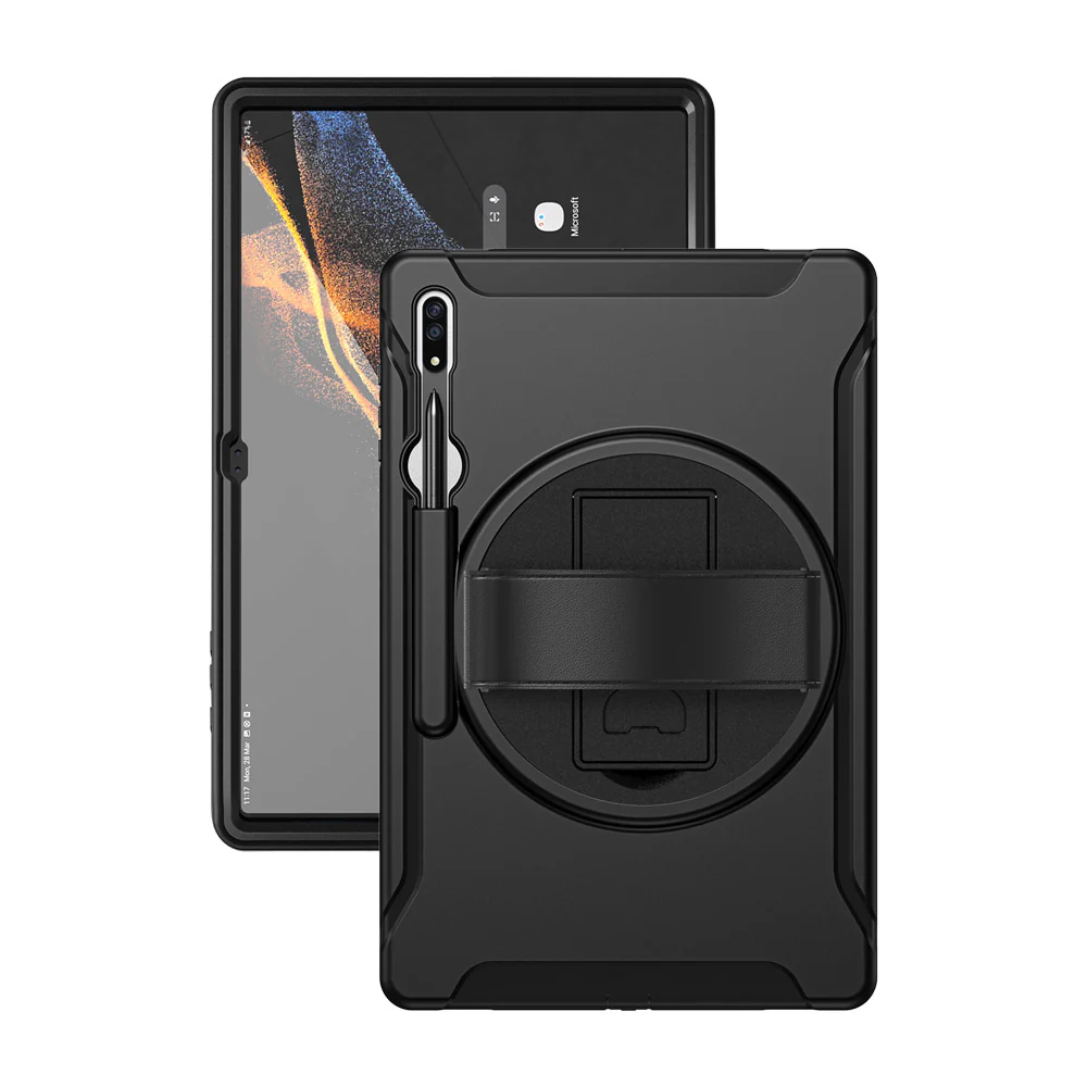 RIN-SS-X900 | Samsung Galaxy Tab S8 Ultra SM-X900 / X906 | Rainproof military grade rugged case with hand strap and kick-stand - Image 6