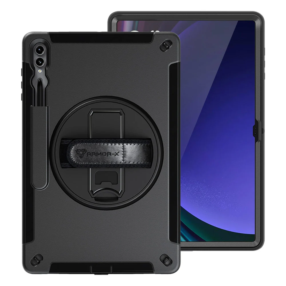RIN-SS-X910 | Samsung Galaxy Tab S10 Ultra SM-X920 / X926B | Rainproof military grade rugged case with hand strap and kick-stand - Image 10