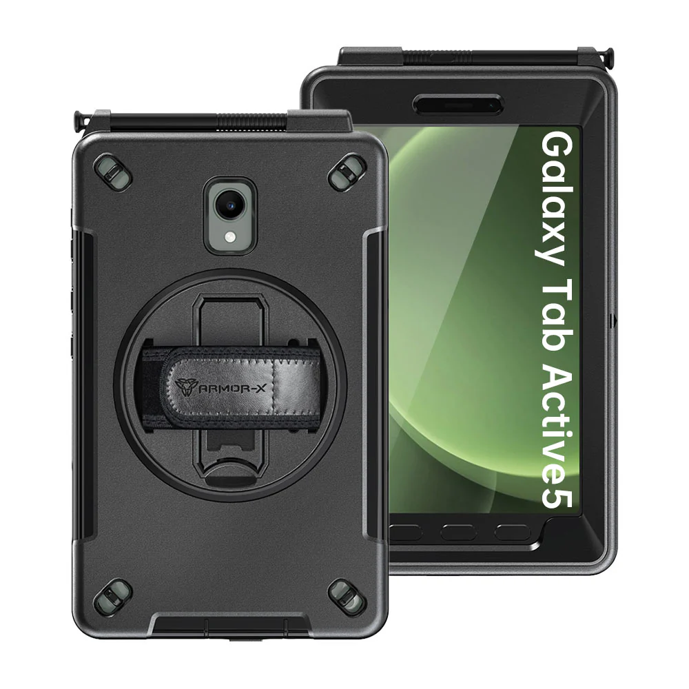 RIN2-SS-X306 | Samsung Galaxy Tab Active5 (8-inch) SM-X300 SM-X306B SM-X308U / Active3 | Rainproof military grade rugged case with hand strap and kick-stand - Image 8