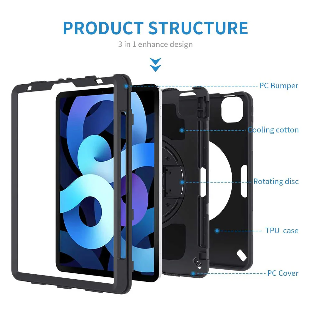 RKB-iPad-A4 | iPad Air 4 2020 / iPad Air 5 2022 | Rainproof Rugged Case | Pilot Kneeboard & Clipboard with leg strap - Image 8