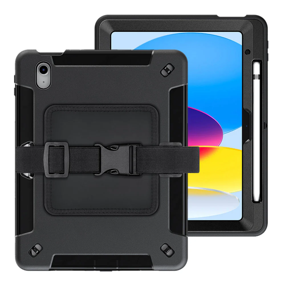 RKB-iPad-N5P | iPad 10.9 (10th Gen.) | Rainproof Rugged Case With Pencil Holder | Pilot Kneeboard & Clipboard with leg strap