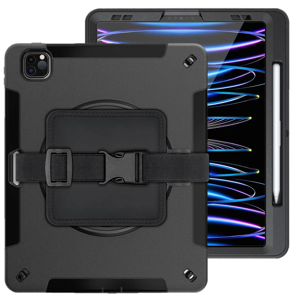 RKB-iPad-PR7 | iPad Pro 12.9 ( 3rd / 4th / 5th / 6th Gen. ) 2018 / 2020 / 2021 / 2022 | Rainproof Rugged Case | Pilot Kneeboard & Clipboard with leg strap