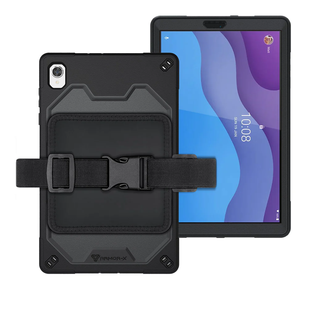 RKB-LN-M10HD2 | Lenovo Tab M10 HD (2nd Gen) TB-X306F | Rainproof Rugged Case | Pilot Kneeboard & Clipboard with leg strap