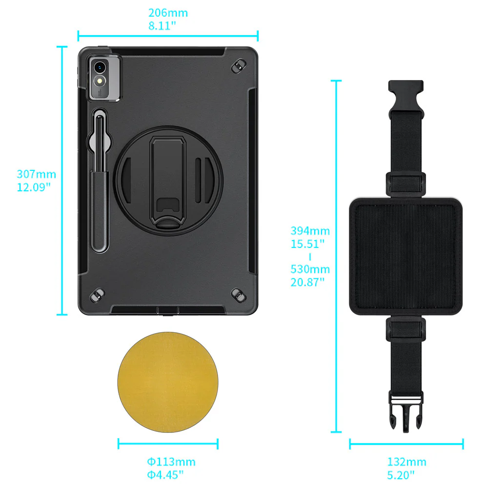 RKB-LN-P12 | Lenovo Tab P12 TB370 | Rainproof Rugged Case | Pilot Kneeboard & Clipboard with leg strap - Image 5