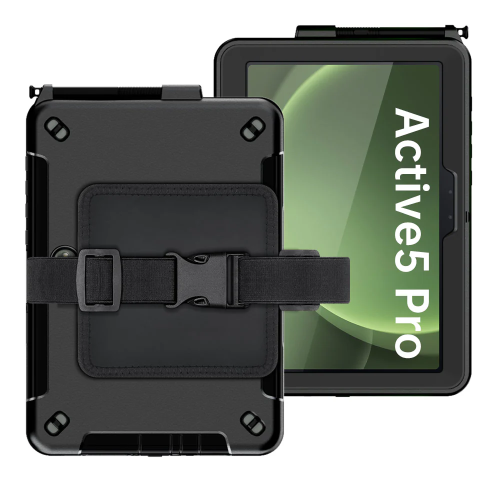 RKB-SS-X350 | Samsung Galaxy Tab Active5 Pro (10.1-inch) SM-X350 SM-X356 SM-X358 / Active4 Pro / Active Pro | Rainproof Rugged Case | Pilot Kneeboard & Clipboard with leg strap