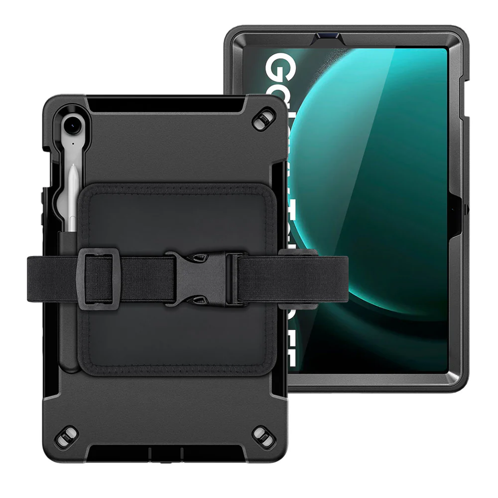 RKB-SS-X510 | Samsung Galaxy Tab S9 FE SM-X510 X516 X518 | Rainproof Rugged Case | Pilot Kneeboard & Clipboard with leg strap