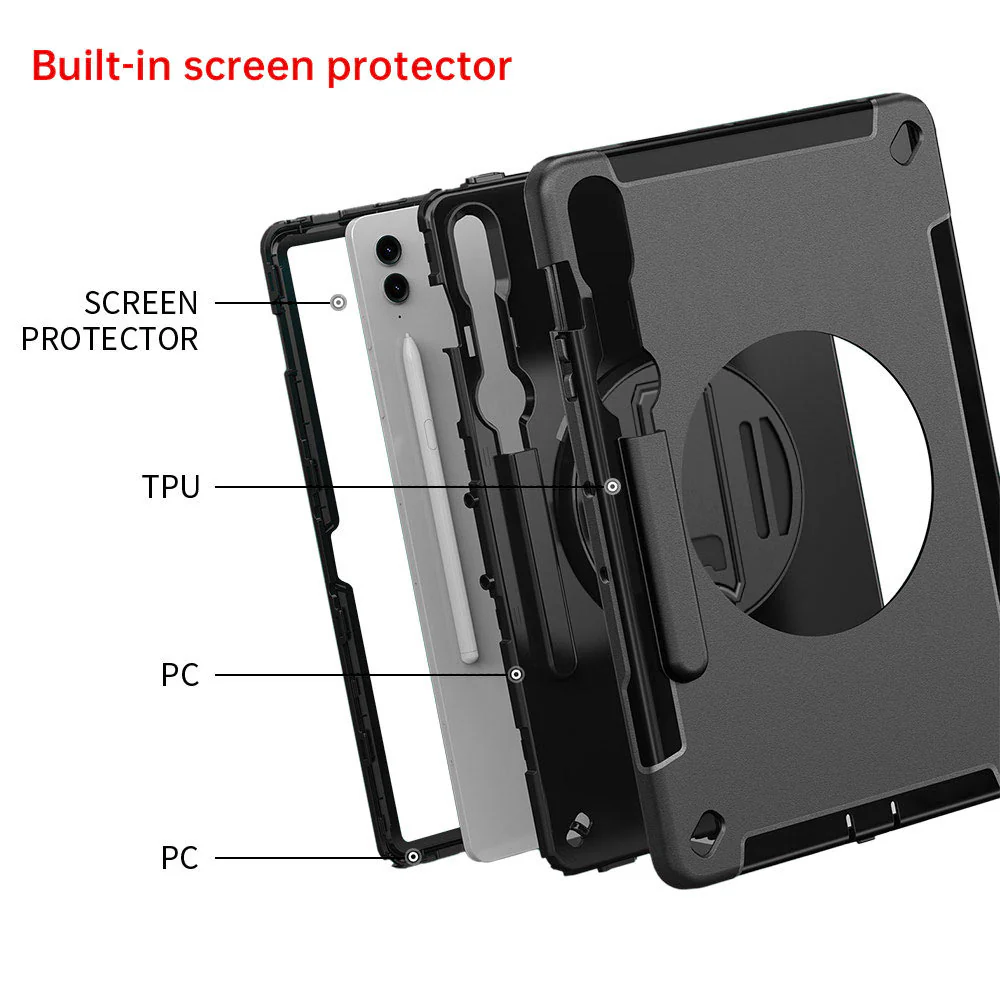 RKB-SS-X610 | Samsung Galaxy Tab S9 FE+ S9 FE Plus SM-X610 X616 X618 | Rainproof Rugged Case | Pilot Kneeboard & Clipboard with leg strap - Image 8
