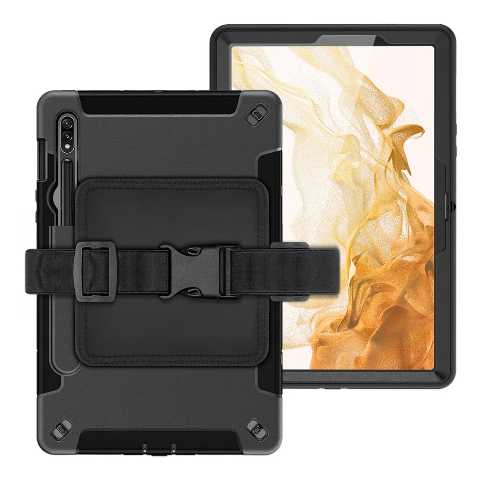 RKB-SS-X700 | Samsung Galaxy Tab S8 SM-X700 / X706 & S7 SM-T870 / T875 | Rainproof Rugged Case | Pilot Kneeboard & Clipboard with leg strap