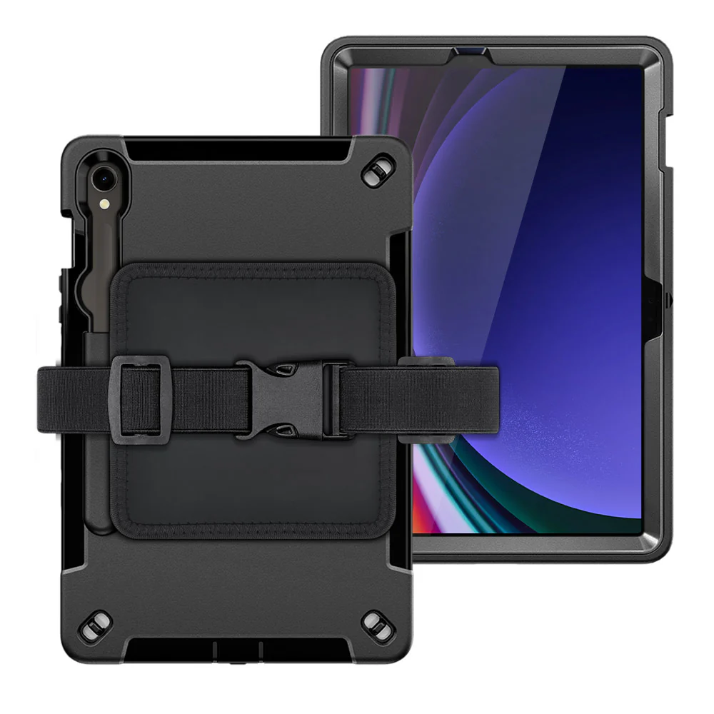 RKB-SS-X710 | Samsung Galaxy Tab S9 SM-X710 / X716 / X718 | Rainproof Rugged Case | Pilot Kneeboard & Clipboard with leg strap