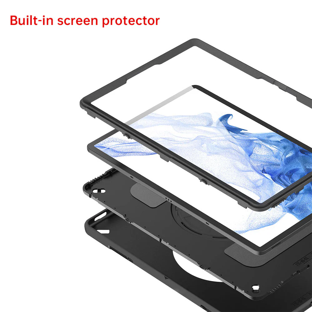 RKB-SS-X800 | Samsung Galaxy Tab S8+ S8 Plus SM-X800 / X806 & S7+ / S7 FE | Rainproof Rugged Case | Pilot Kneeboard & Clipboard with leg strap - Image 8