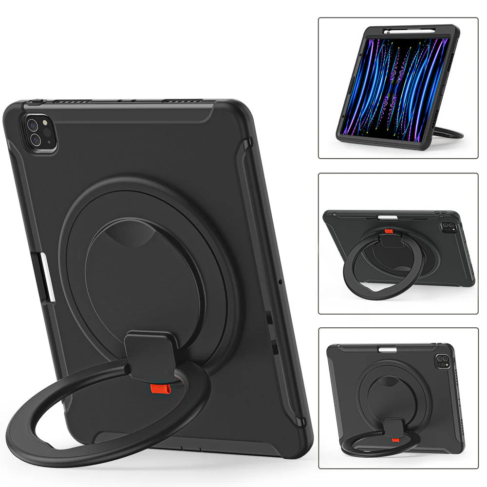 RON-iPad-A6 | iPad Air 13 (M2) / (M3) / (M4) | Rugged case with kick-stand & pencil Holder & folding grip - Image 2