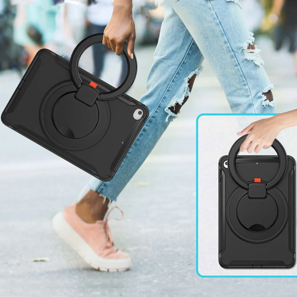 RON-iPad-M54 | iPad mini 5 / mini 4 | Rugged case with kick-stand & pencil Holder & folding grip - Image 7