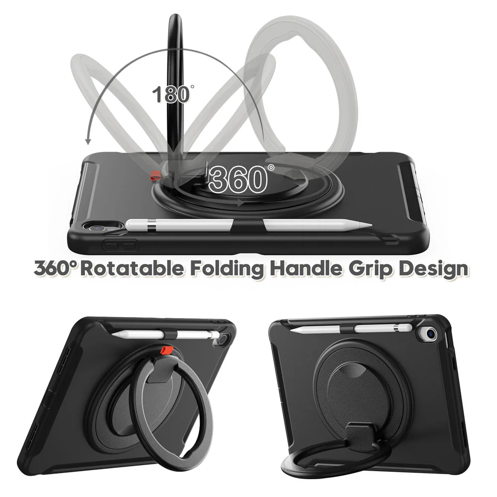 RON-iPad-N5 | iPad 10.9 (10th Gen.) | Rugged case with kick-stand & pencil Holder & folding grip - Image 2
