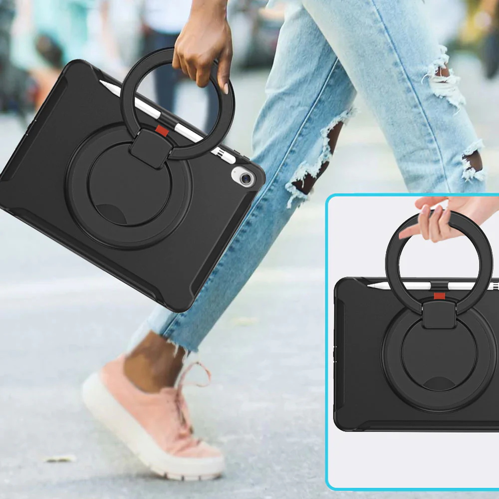 RON-iPad-N5 | iPad 10.9 (10th Gen.) | Rugged case with kick-stand & pencil Holder & folding grip - Image 7