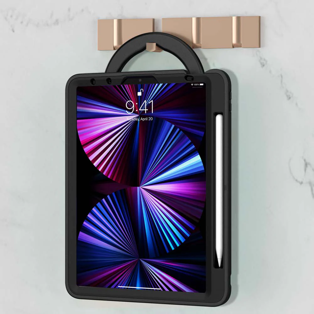 RON-iPad-PR864 | iPad Air 4 2020 / iPad Air 5 2022 | Rugged case with kick-stand & pencil Holder & folding grip - Image 6