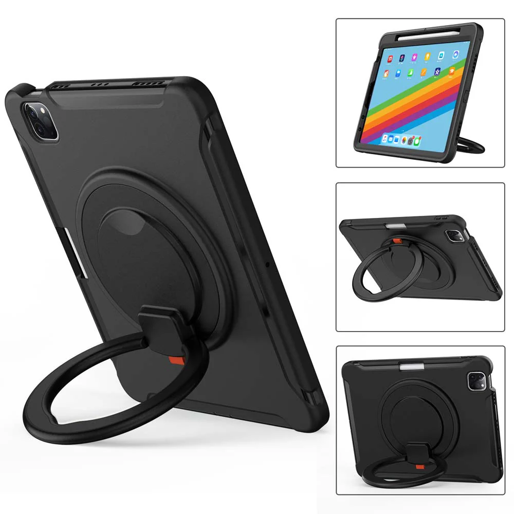 RON-iPad-PR864 | iPad Air 4 2020 / iPad Air 5 2022 | Rugged case with kick-stand & pencil Holder & folding grip - Image 7