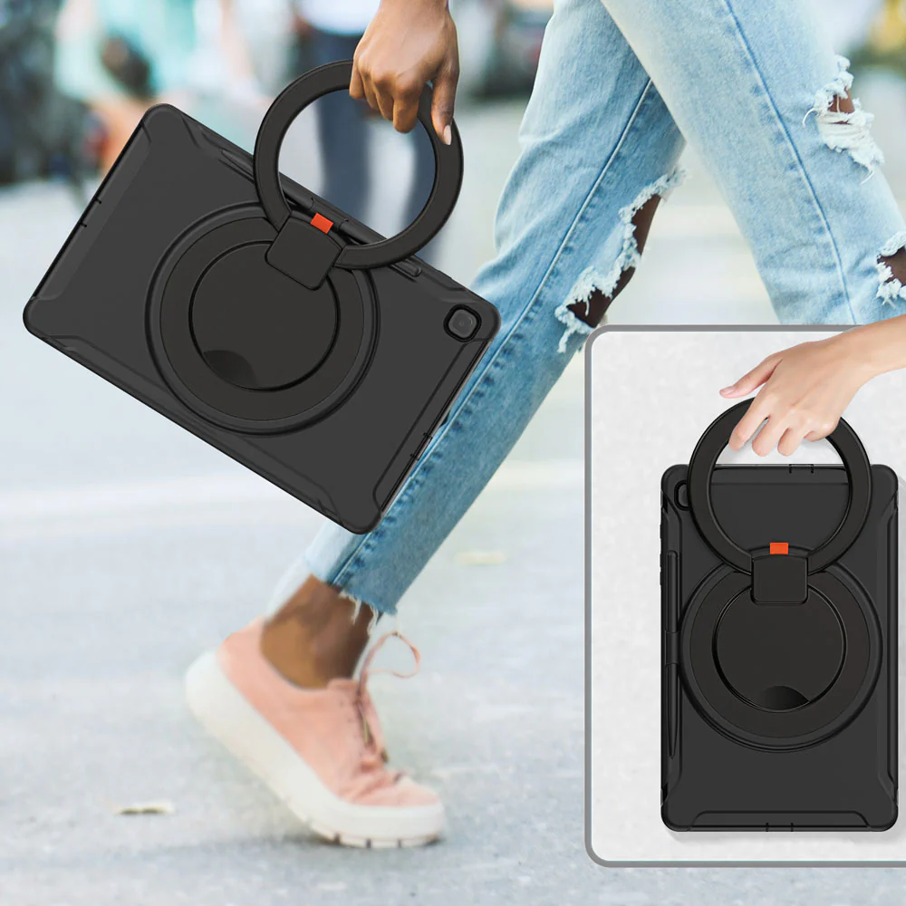RON-SS-P610 | Samsung Galaxy Tab S6 Lite SM-P620 P625 (2024) / SM-P613 P619 (2022) / SM-P610 P615 (2020) | Rugged case with kick-stand & pencil Holder & folding grip - Image 5