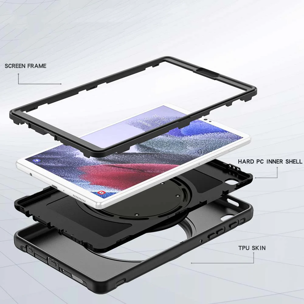 RON-SS-T307 | Samsung Galaxy Tab A 8.4 (2020) SM-T307 | Rugged case with kick-stand & pencil Holder & folding grip - Image 7
