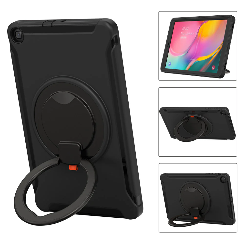 RON-SS-T515 | Samsung Galaxy Tab A 10.1 (2019) T515 T510 | Rugged case with kick-stand & pencil Holder & folding grip - Image 2