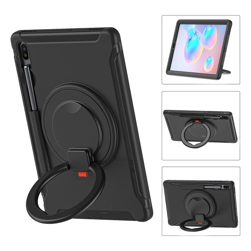 RON-SS-T860 | Samsung Galaxy Tab S6 T860 T865 | Rugged case with kick-stand & pencil Holder & folding grip - Image 2