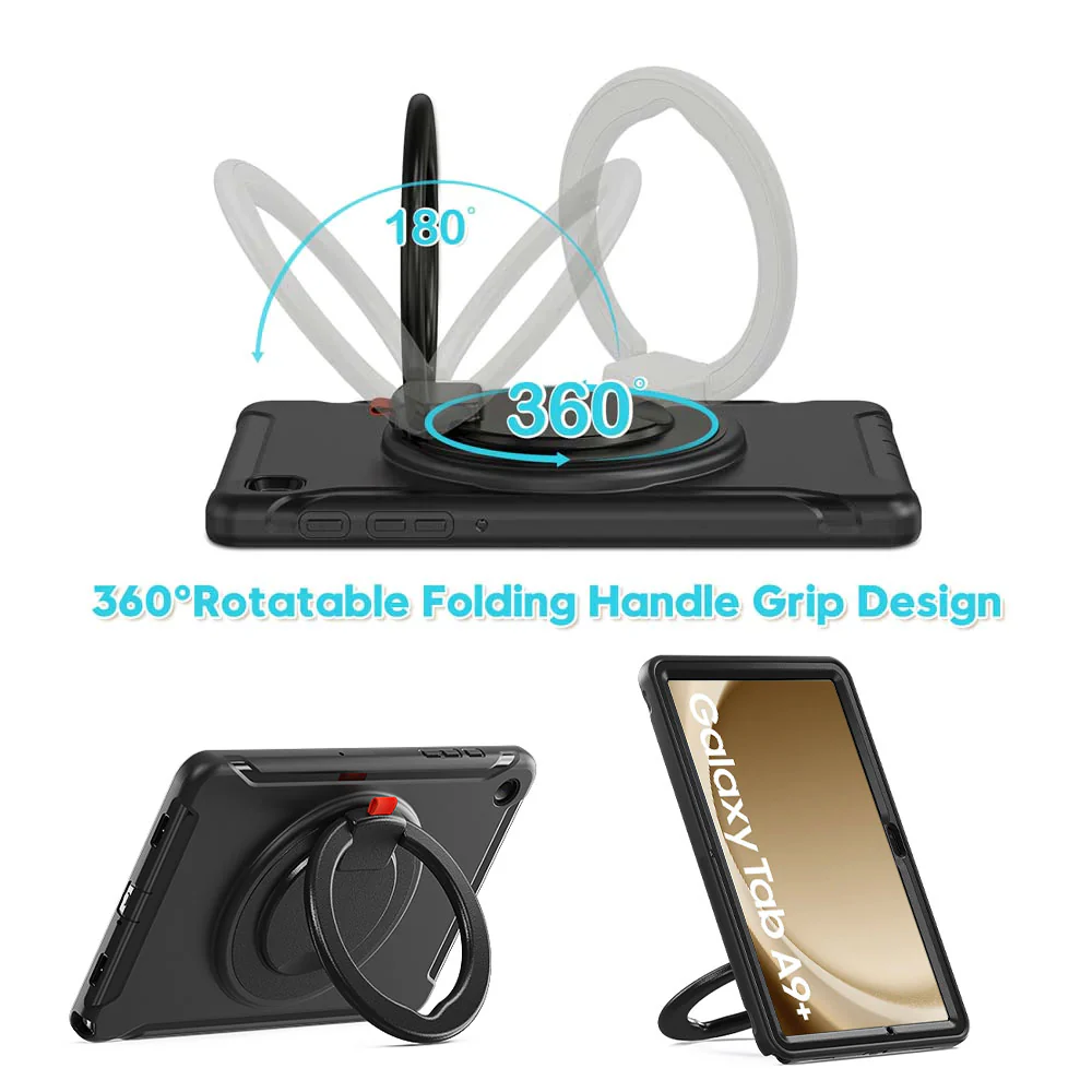 RON-SS-X230 | Samsung Galaxy Tab A11+ A11 Plus ( 11" ) SM-X230 / SM-X235 / SM-X236 / SM-X238 | Rugged case with kick-stand & pencil Holder & folding grip - Image 2