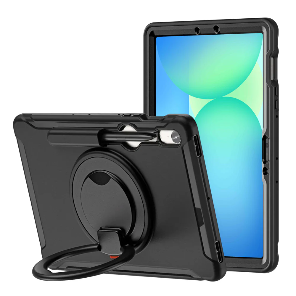 RON-SS-X710 | Samsung Galaxy Tab S10 FE SM-X520 / X526 / X528 | Rugged case with kick-stand & pencil Holder & folding grip
