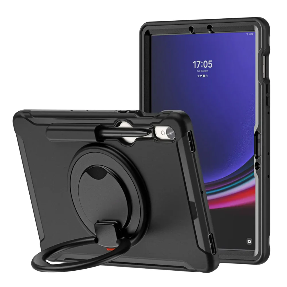 RON-SS-X710 | Samsung Galaxy Tab S9 SM-X710 / X716 / X718 | Rugged case with kick-stand & pencil Holder & folding grip