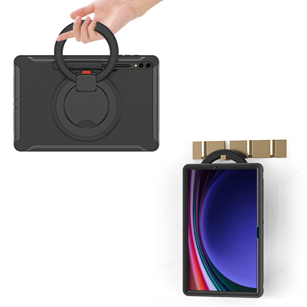 RON-SS-X810 | Samsung Galaxy Tab S9+ S9 Plus SM-X810 / X816 / X818 | Rugged case with kick-stand & pencil Holder & folding grip - Image 7