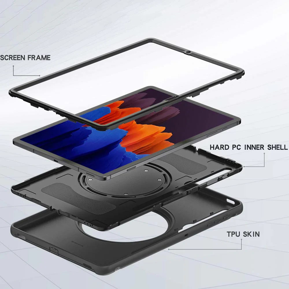 RON-SS-X900 | Samsung Galaxy Tab S8 Ultra SM-X900 / X906 | Rugged case with kick-stand & pencil Holder & folding grip - Image 5