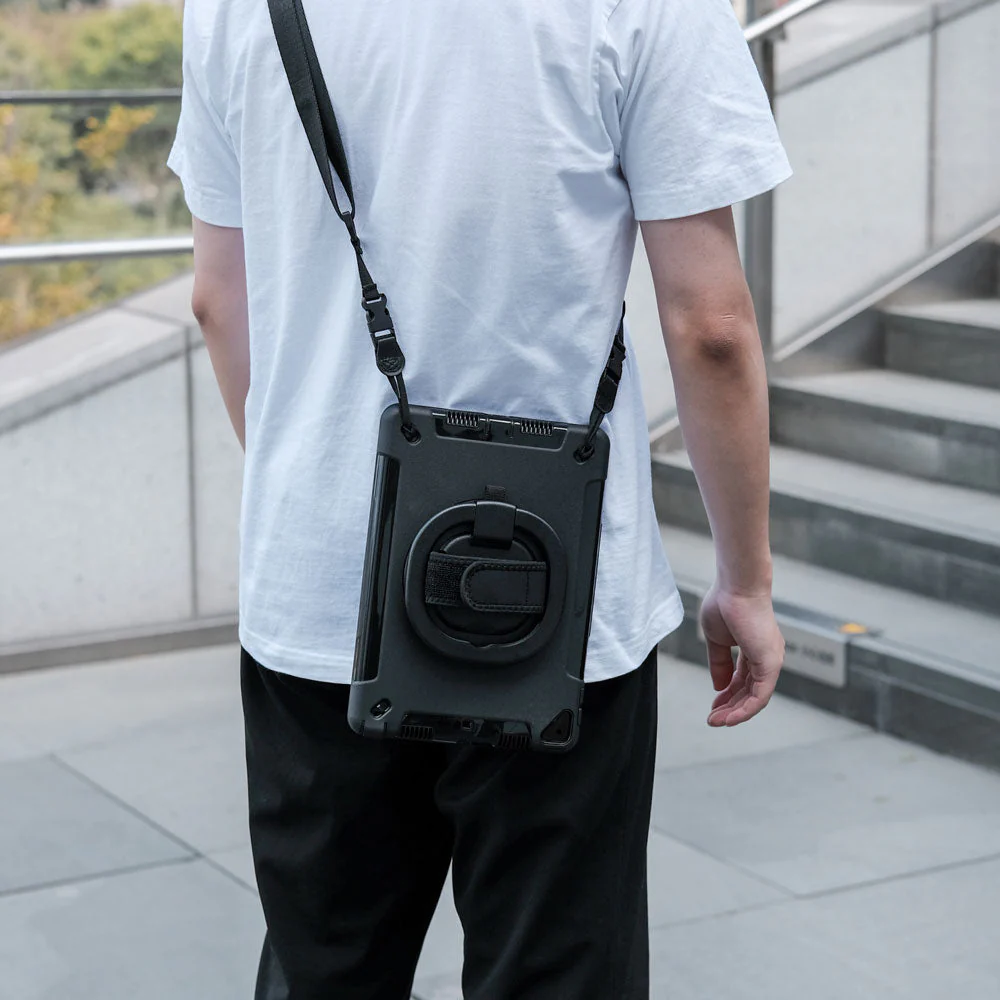 SKN-iPad-A4 | iPad Air 4 2020 / iPad Air 5 2022 | Rainproof military grade rugged case with hand strap and kick-stand & folding grip - Image 5