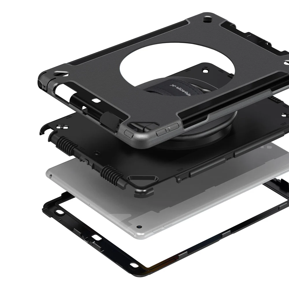 SKN-iPad-N4 | iPad 10.2 (9th Gen.) 2021 | Rainproof military grade rugged case with hand strap and kick-stand & folding grip - Image 10