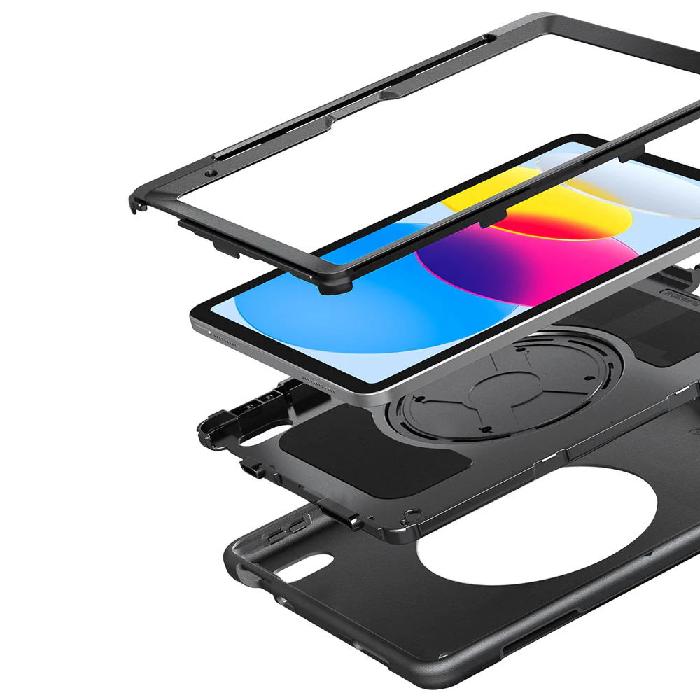 SKN-iPad-N5P | iPad 10.9 (10th Gen.) | Rainproof military grade rugged case with hand strap and kick-stand & folding grip & Built in pen holder - Image 10