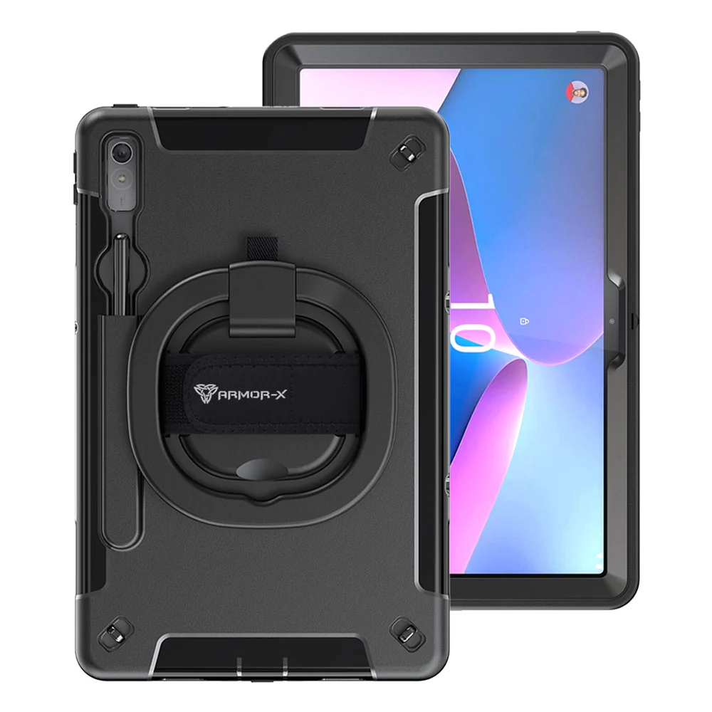SKN-LN-P11PR2 | Lenovo Tab P11 Pro Gen 2 TB132FU | Rainproof military grade rugged case with hand strap and kick-stand & folding grip