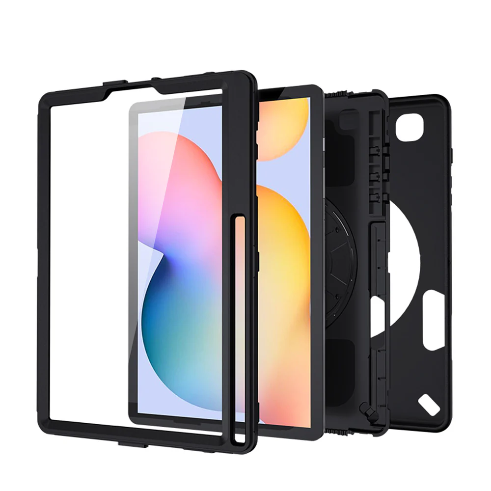 SKN-SS-P610 | Samsung Galaxy Tab S6 Lite SM-P620 P625 (2024) / SM-P613 P619 (2022) / SM-P610 P615 (2020) | Rainproof military grade rugged case with hand strap and kick-stand & folding grip - Image 10
