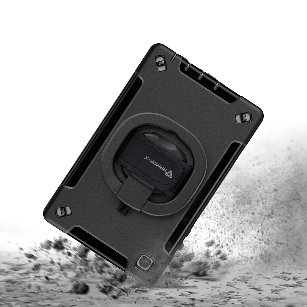 SKN-SS-T225 | Samsung Galaxy Tab A7 Lite SM-T225 / SM-T220 / SM-T225N / SM-T227U | Rainproof military grade rugged case with hand strap and kick-stand & folding grip - Image 9