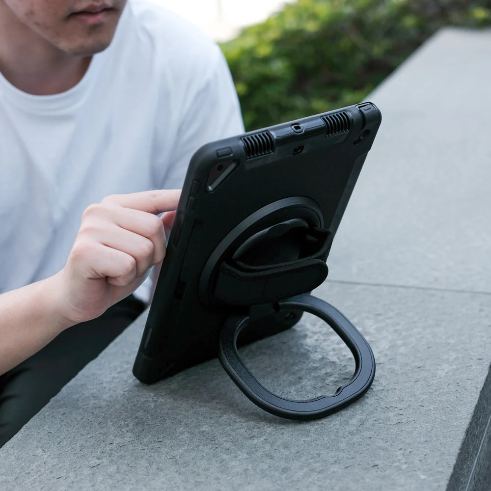 SKN-SS-T515 | Samsung Galaxy Tab A 10.1 (2019) T510 T515 | Rainproof military grade rugged case with hand strap and kick-stand & folding grip - Image 3