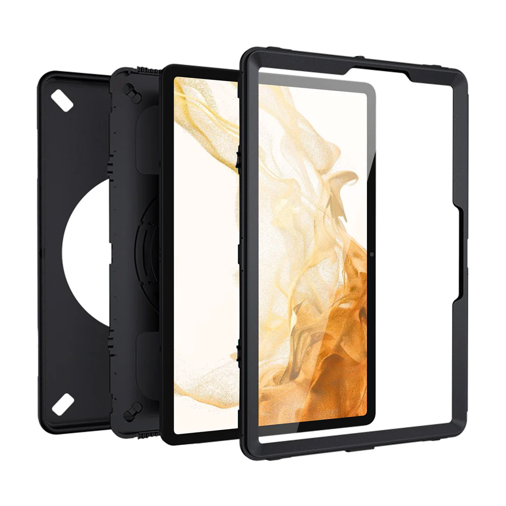 SKN-SS-X700 | Samsung Galaxy Tab S8 SM-X700 / SM-X706 | Rainproof military grade rugged case with hand strap and kick-stand & folding grip - Image 10