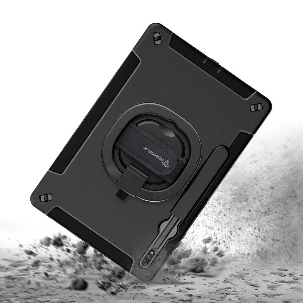 SKN-SS-X800 | Samsung Galaxy Tab S8+ S8 Plus SM-X800 / X806 | Rainproof military grade rugged case with hand strap and kick-stand & folding grip - Image 9