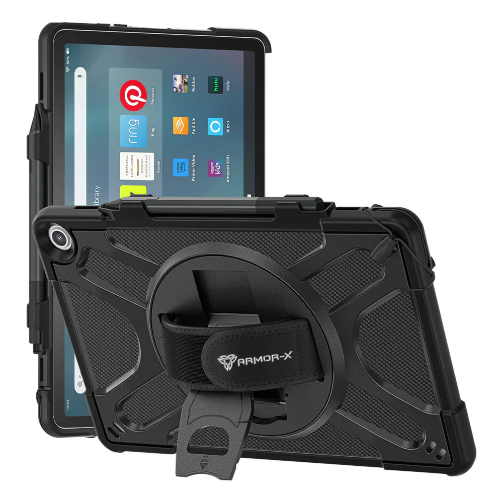 SLN-AZ-FRMX11 | Amazon Fire Max 11 | Ultra 2 layers shockproof rugged case with hand strap and kick-stand Compatible with keyboard