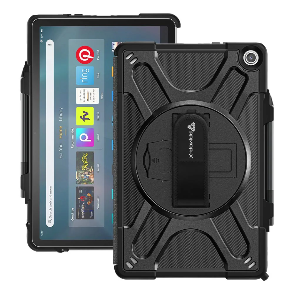 SLN-AZ-FRMX11 | Amazon Fire Max 11 | Ultra 2 layers shockproof rugged case with hand strap and kick-stand Compatible with keyboard - Image 8