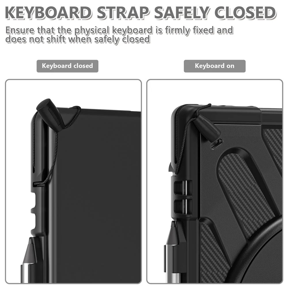 SLN-LN-X12 | Lenovo ThinkPad X12 Detachable ( Gen 1 / Gen 2 ) | Ultra 2 layers shockproof rugged case with hand strap and kick-stand Compatible with keyboard - Image 4