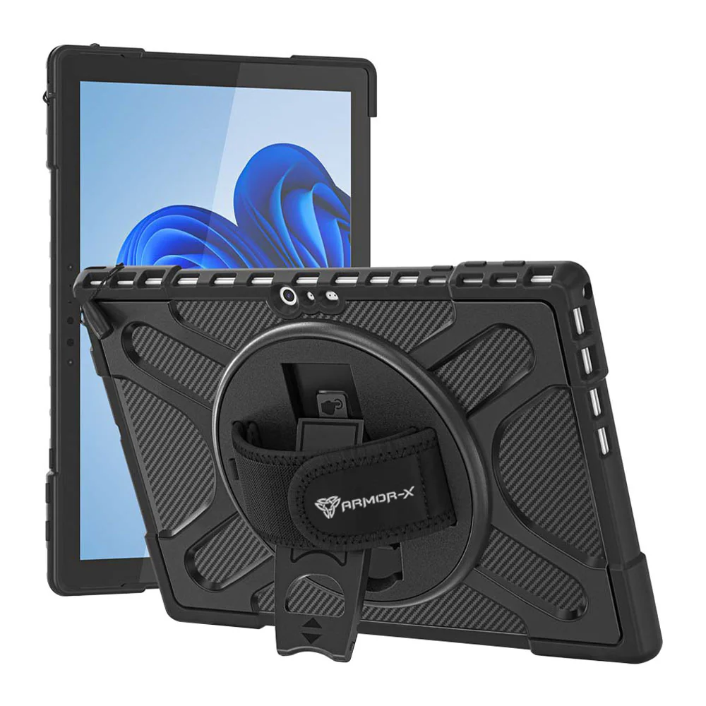 SLN-MS-SFPR7 | Microsoft Surface Pro 7 / 7 Plus / 6 / 5 / 4 | Ultra 2 layers shockproof rugged case with hand strap and kick-stand Compatible with keyboard