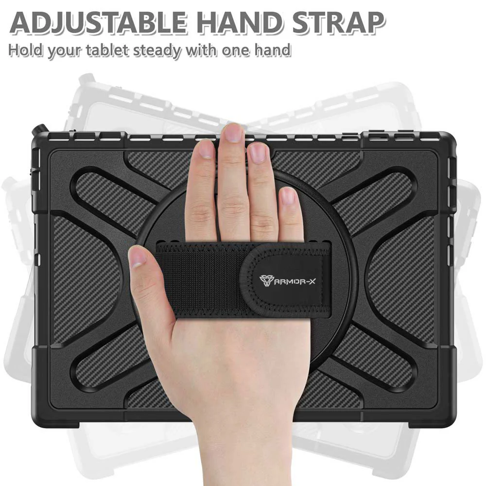 SLN-MS-SFPR7 | Microsoft Surface Pro 7 / 7 Plus / 6 / 5 / 4 | Ultra 2 layers shockproof rugged case with hand strap and kick-stand Compatible with keyboard - Image 8