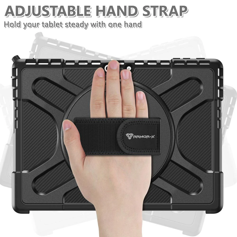 SLN-MS-SFPR9 | Microsoft Surface Pro 13-inch Copilot+ PC | Ultra 2 layers shockproof rugged case with hand strap and kick-stand Compatible with keyboard - Image 8