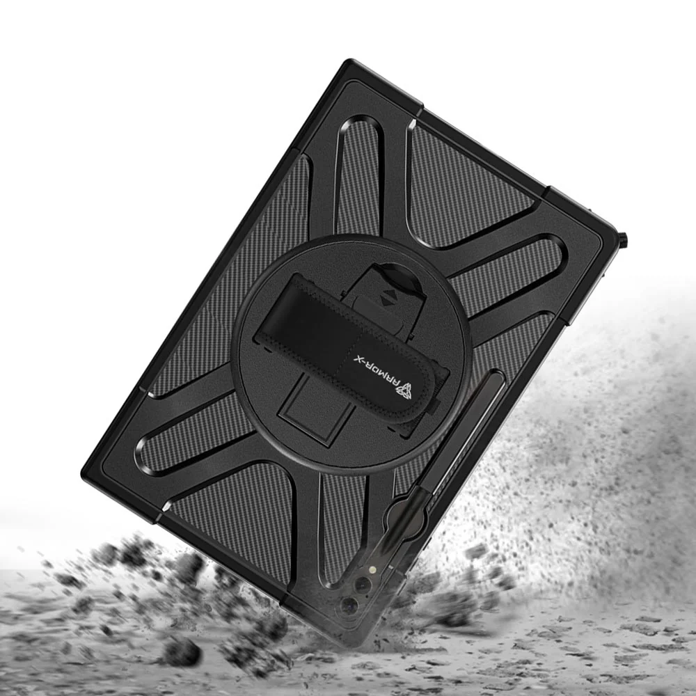 SLN-SS-X900 | Samsung Galaxy Tab S9 Ultra SM-X910 / X916 / X918 | Ultra 2 layers shockproof rugged case with hand strap and kick-stand Compatible with keyboard - Image 6